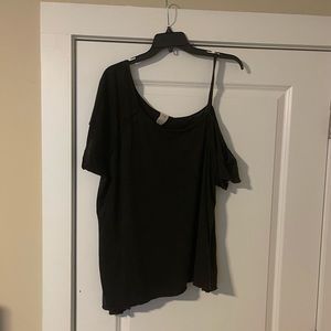 Free People, We The Free, One Shoulder Tee Shirt, Black, L